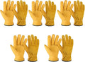 OZERO 5 Pairs Leather Work Gloves Flex Grip Tough Cowhide Gardening Glove by OZERO%C2%AE