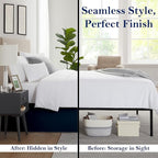 King Bed Skirt, Luxury 12 Inch Drop Navy Blue Pleated Bed Skirt, Double Brushed - Image 3