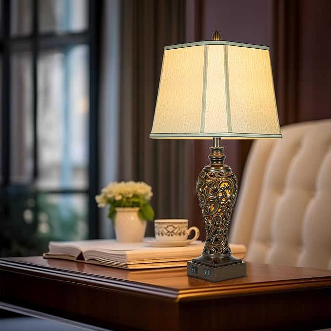 28.5" high Vintage Brown Table Lamps Set of 2 - Image 7