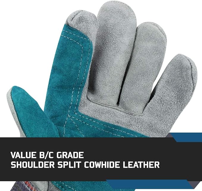 Glove Station Cowhide Split Leather Palm Work Gloves - Image 3