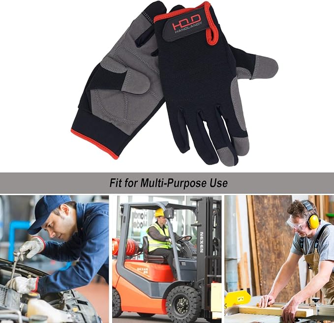 HANDLANDY Work Gloves for Men & Women, Utility Mechanic Working Gloves Touch - Image 7