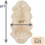 Premium Champagne Sheepskin Rug Genuine Double 2x6ft Pelt Fluffy Fur Rug - Image 2