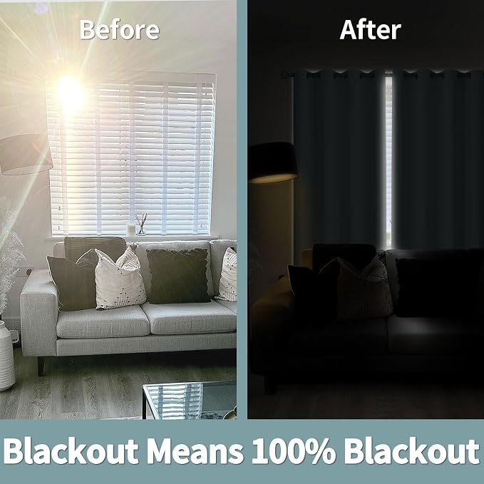 BGment Baby Blue 100% Blackout Curtains - Image 3