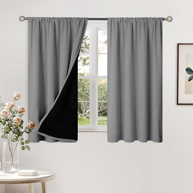 BGment 100% Blackout Curtains for Bedroom 54 Inch Length 2 Panels, Thermal by BGment