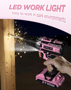 Pink Cordless Drill Set, 21V Electric Power Drill - Image 4