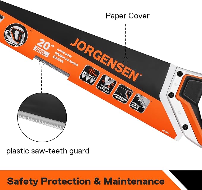 JORGENSEN 20 Inch Black Coated Pro Hand Saw, 11 TPI Fine-Cut Ergonomic Non-Slip - Image 7