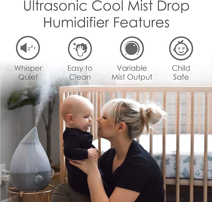 Crane Ultrasonic Teardrop Cool Mist Humidifier, Large 1 Gal Tank, Automatic - Image 2