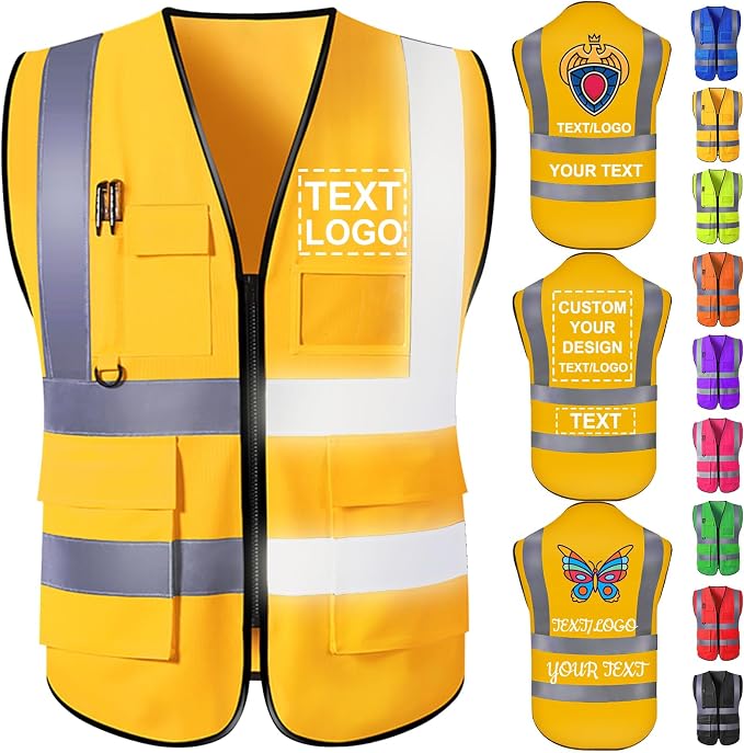 Custom Safety Vest with Logo for Men Women Personalized Class 2 High Visibility by Qingxily