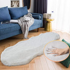 Faux Rabbit Fur Washable Rugs for Bedroom Light Grey Fluffy Rug for Living Room - Image 2