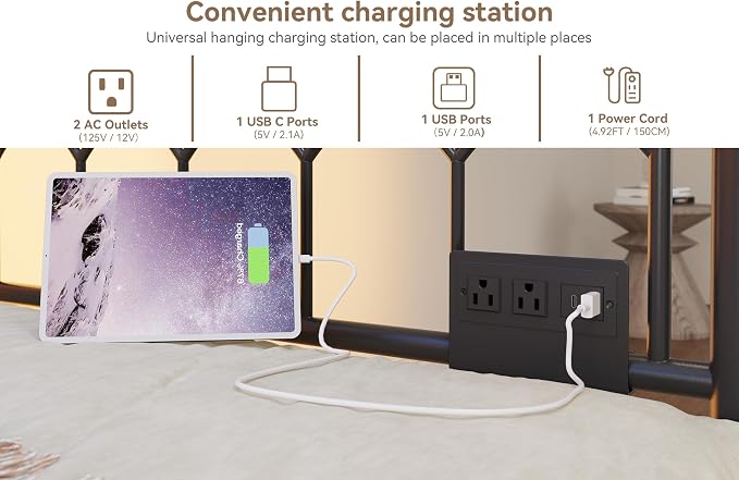 GarveeHome Daybed with Trundle, Metal Twin Trundle Bed with Charging Station & - Image 3