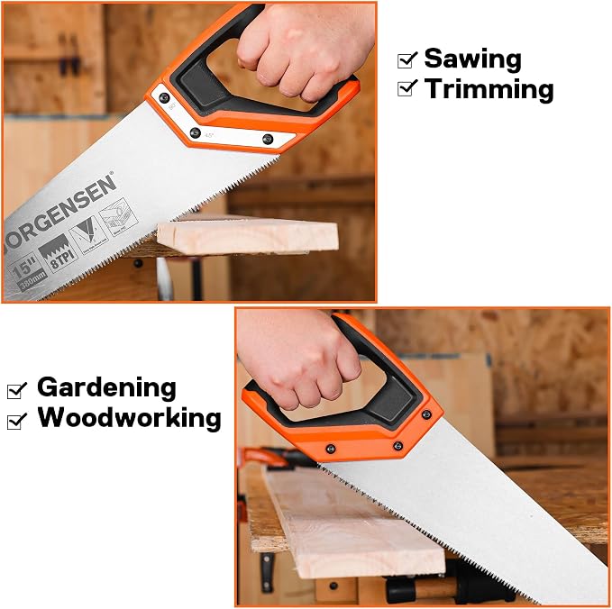 JORGENSEN 15 Inch Pro Hand Saw, 8 TPI Fine-Cut Ergonomic Non-Slip Aluminum - Image 8