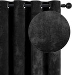 SMILETIME Black Crushed Velvet Curtains 52x90 inch Luxurious Thermal Insulated - Image 2