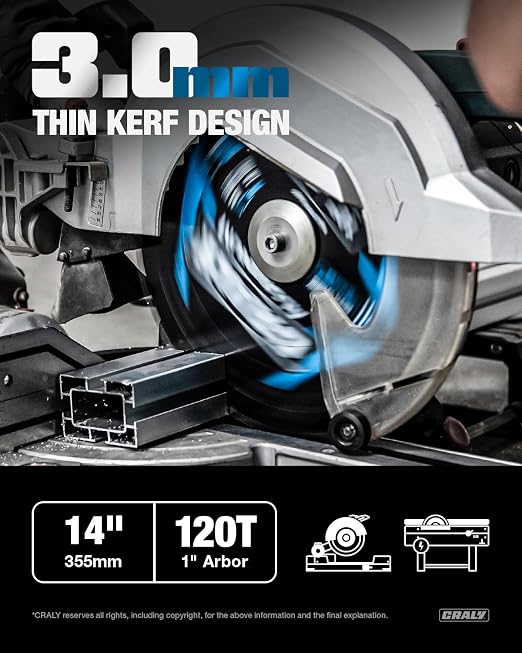 CRALY 14 Inch 120 Teeth Aluminum and Non-Ferrous Metal Cutting Circular Saw - Image 2