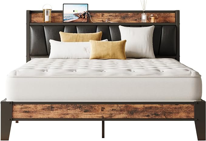 LIKIMIO Full XL Bed Frame, Storage Headboard - Image 9