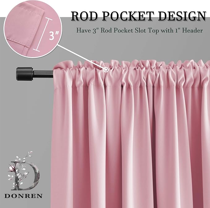 DONREN Pink Blackout Curtains for Girls - Image 4