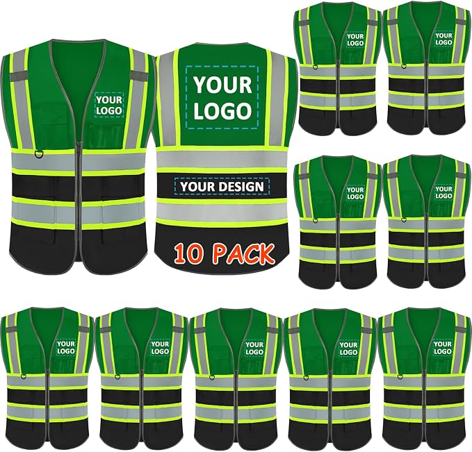 BeautyWill Custom Logo 10/20 Pack Safety Vest Class2 High Visibility Vest by BeautyWill