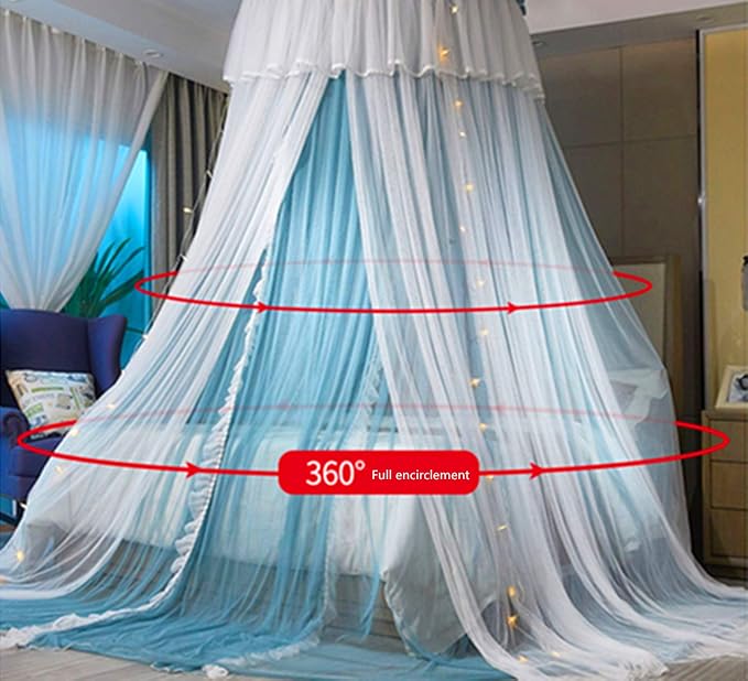 VETHIN Princess Bed Canopy for Girls, Bed Canopy Curtain- Double Layer Sheer - Image 7