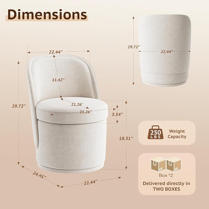 Swivel Accent Chair Set of 2, 360° Swivel Round Chair - Image 2
