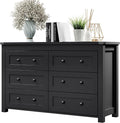 Dresser for Bedroom with 6 Drawers, Farmhouse Wood Chest of Drawers, Wide TV by Xixini