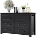 Dresser for Bedroom with 6 Drawers, Farmhouse Wood Chest of Drawers, Wide TV by Xixini