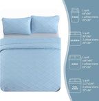 Yiran Ash Blue Quilt Set King Size, 3 Piece Reversible Bedspreads Bedding Set - Image 8