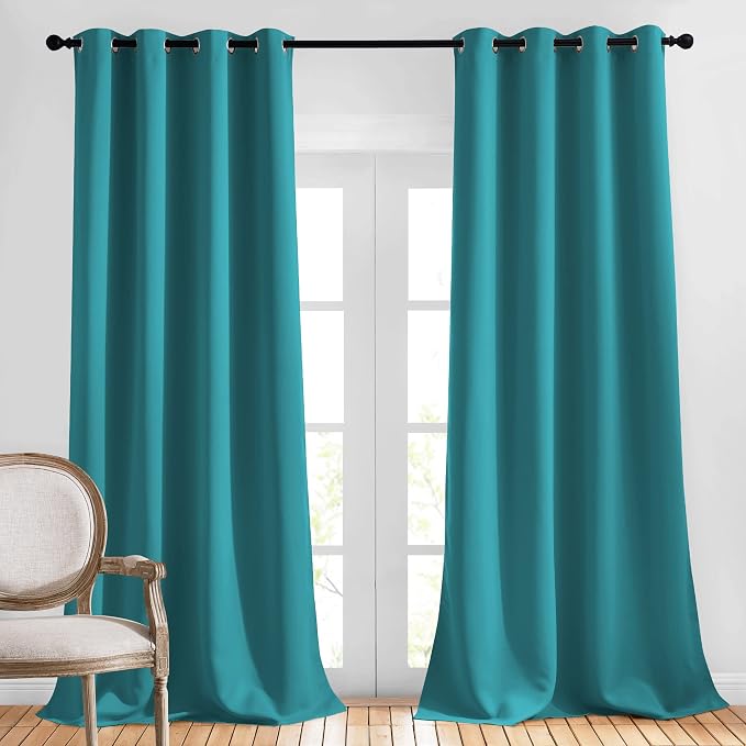 NICETOWN Peacock Teal Blackout Curtains 102 inch Length, Grommet Energy Saving by NICETOWN