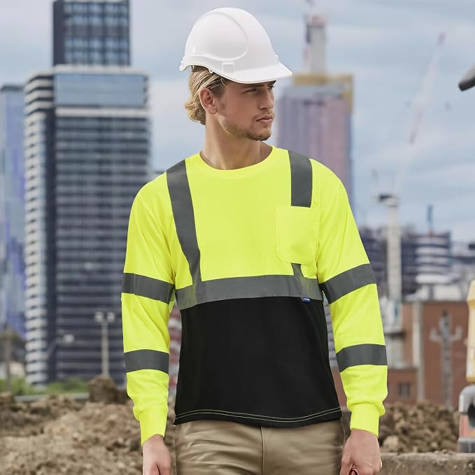 AYKRM Safety T Shirt Reflective High Visibility hi vis Long Sleeve T Shirt - Image 3