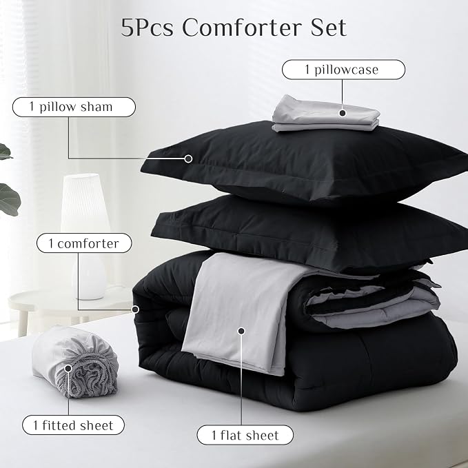JOLLYVOGUE Twin XL Comforter Set, Ultra-Soft Bed in a Bag Twin XL Size 5 Pieces - Image 5