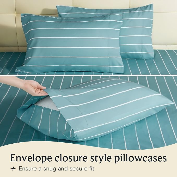 LuxClub 4 PC Queen Sheet Set, Deep Pockets Wrinkle Free Cooling Bed Sheets - Image 4