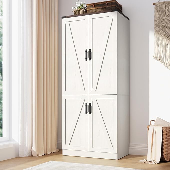 75" Tall Farmhouse 2 Doors Armoire Wardrobe Closet - Image 3