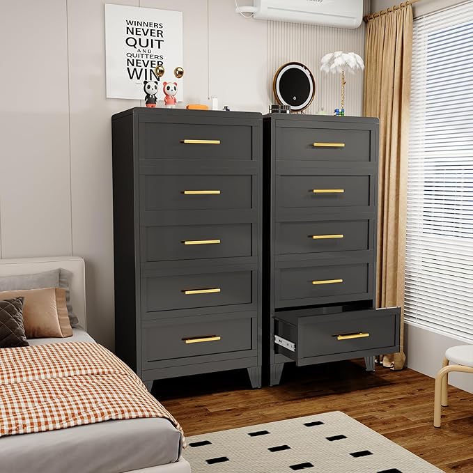 Metal Tall Dresser for Bedroom, 5 Drawer Dresser - Image 2