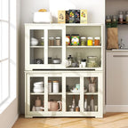 Costzon Sideboard Buffet Cabinet of 2, Wooden Kitchen Storage Cabinet - Image 2