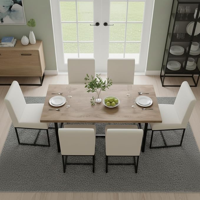 CIMOTA Modern Linen Dining Chair Set of 8, Mid Century Dining Room Chairs - Image 5