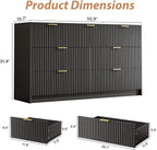 Black 7 Drawer Dresser for Bedroom, 55.9" Wide Modern Fluted Dresser - Image 2