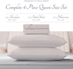 Carressa Linen Luxury Egyptian Cotton Queen Stripe Sheet Set, 600 Thread Count - Image 3