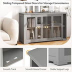 Costzon Sideboard Buffet Cabinet of 2, Wooden Kitchen Storage Cabinet - Image 5