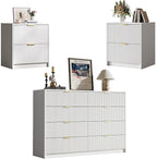 3-Piece Dresser Bedroom Set, 8 Drawer Dresser & 2 Drawer Nightstands by MAISONARIA
