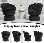360° Swivel Accent Chair, Mid-Century Modern Velvet Barrel Chair, Comfy Shell - Image 6