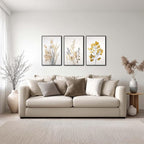 YCJKJDZ Framed Beige Botanical Canvas Wall Art Set of 3, Boho Watercolor - Image 2