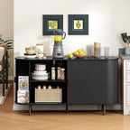 Buffet Cabinet with Storage, Fluted Sideboard Buffet with Sliding Door - Image 4