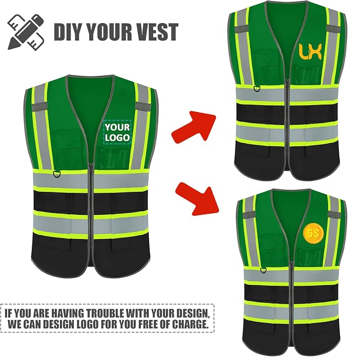 BeautyWill Custom Logo 10/20 Pack Safety Vest Class2 High Visibility Vest - Image 2