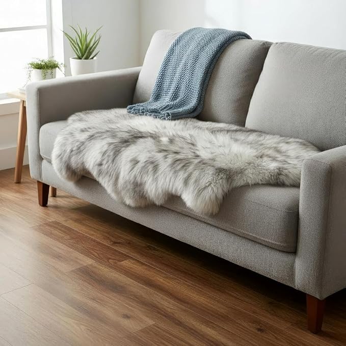 Premium Genuine Sheepskin Rug 2' x 6' Long Fur Soft & Natural Bedside Area Rug - Image 3