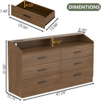 6 Drawer Dresser with Power Outlet, Chest of Drawers with LED Light, Modern - Image 2