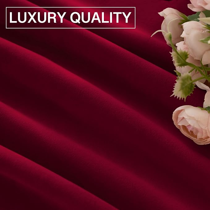 StangH Red Curtains for Living Room 42 inch Width Velvet Privacy Doorway - Image 8