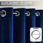 Joydeco Royal Blue Velvet Curtains 90 inch Curtains, Luxury Grommet Blackout - Image 3