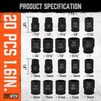 HORUSDY 1/2" Drive Shallow Impact Socket Set, 24-Piece SAE and Metric, 6 Point - Image 2