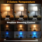 Ascher Small Bedside Table lamp Set of 2, RGB Color Changing Lamps, 3 Color - Image 2