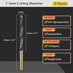 Drill Bit, 7.5mm Cutting Diameter, 4341 HSS Gold and Black 118° Cutting Angle - Image 2