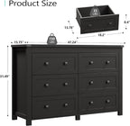 Dresser for Bedroom with 6 Drawers, Farmhouse Wood Chest of Drawers, Wide TV - Image 3