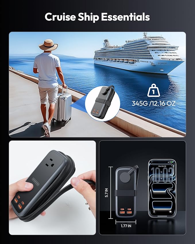 NTONPOWER 100W GAN Ultra Travel Power Strip, 7-in-1 USB C Charging Station - Image 4